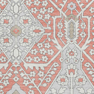 HomeRoots 5' X 8' Salmon Gray Floral Area Rug – Washable, UV-Protected, Stain-Resistant, Perfect for Any Space! 668569