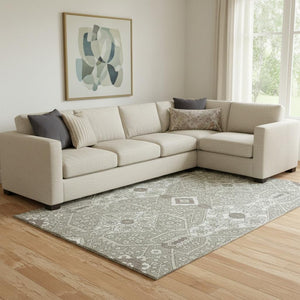 HomeRoots 8' X 10' Elegant Taupe Beige & Ivory Floral Washable Area Rug with UV Protection for Every Home 668577