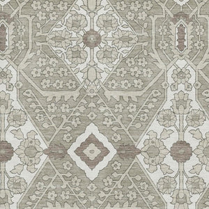 HomeRoots 8' X 10' Elegant Taupe Beige & Ivory Floral Washable Area Rug with UV Protection for Every Home 668577