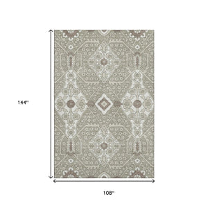HomeRoots 9' X 12' Elegant Floral Area Rug - Washable, Stain Resistant, UV Protected for Active Homes & Style 668578
