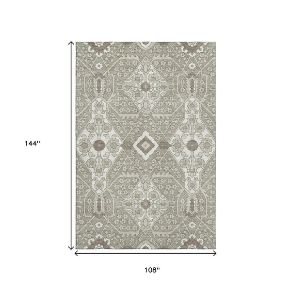 HomeRoots 9' X 12' Elegant Floral Area Rug - Washable, Stain Resistant, UV Protected for Active Homes & Style 668578