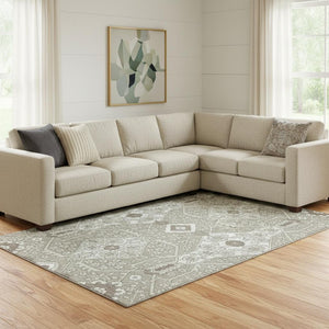 HomeRoots 9' X 12' Elegant Floral Area Rug - Washable, Stain Resistant, UV Protected for Active Homes & Style 668578
