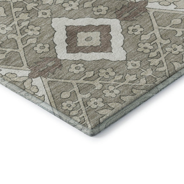 HomeRoots 9' X 12' Elegant Floral Area Rug - Washable, Stain Resistant, UV Protected for Active Homes & Style 668578