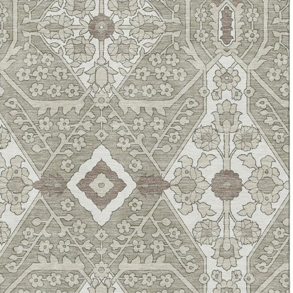 HomeRoots 9' X 12' Elegant Floral Area Rug - Washable, Stain Resistant, UV Protected for Active Homes & Style 668578