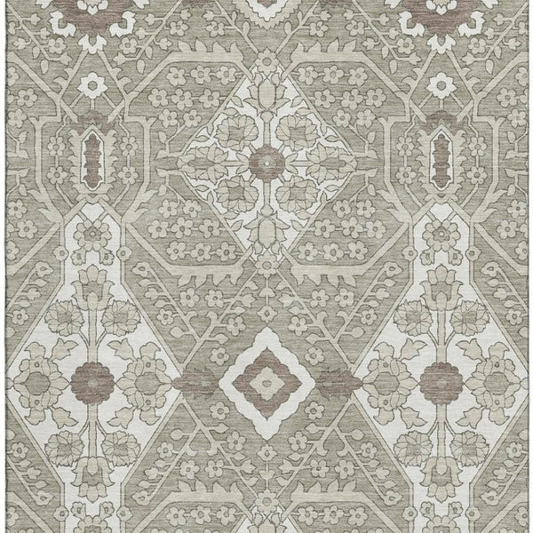 HomeRoots 9' X 12' Elegant Floral Area Rug - Washable, Stain Resistant, UV Protected for Active Homes & Style 668578