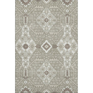 HomeRoots 10' X 14' Stylish Taupe Beige Floral Area Rug – Washable, UV Protected, Durable for Family Life 668579
