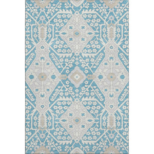HomeRoots 5' X 8' Stylish Teal Gray Ivory Floral Area Rug - Washable, UV Protected, Pet & Kid Friendly! 668581
