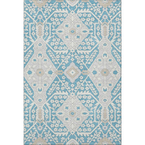 HomeRoots 5' X 8' Stylish Teal Gray Ivory Floral Area Rug - Washable, UV Protected, Pet & Kid Friendly! 668581