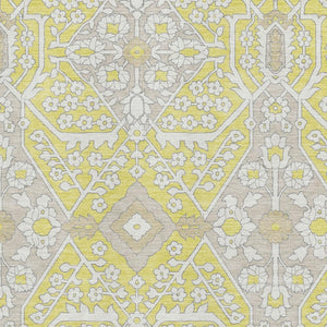 HomeRoots 5' X 8' Floral Washable Area Rug in Yellow Ivory & Beige – UV Protected, Stain Resistant, Durable Design 668587