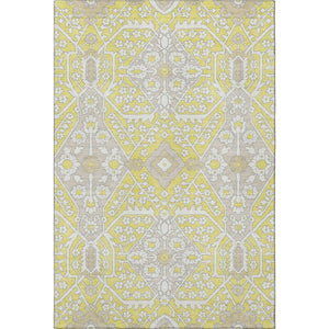 HomeRoots 8' X 10' Floral Area Rug in Soft Yellow, Ivory & Beige - Washable, UV-Protected & Durable Design 668589