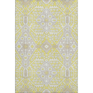 HomeRoots 9' X 12' Floral Area Rug in Yellow Ivory Beige – Stain Resistant, UV Protected, Easy Care & Durable 668590