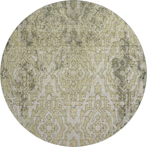 HomeRoots 8' Green Beige and Taupe Medallion Round Rug - Stylish, Washable with UV Protection for All Rooms 668594