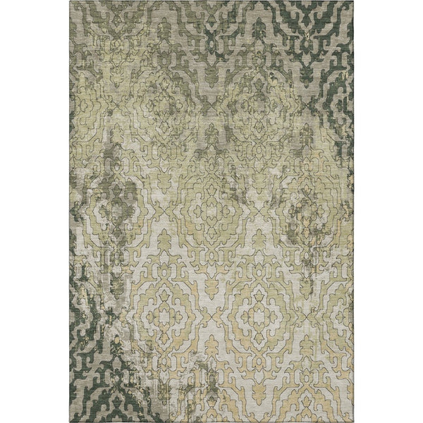 HomeRoots 9' Washable Medallion Area Rug in Green, Beige & Taupe - Stain Resistant, UV Protected & Durable 668596