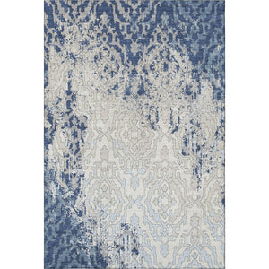 HomeRoots 5' Navy Blue, Ivory & Beige Medallion Area Rug - Washable, Stain-Resistant & UV Protected Elegance 668599