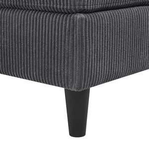 English Elm Cordory Corduroy Modular Sectional with Ottomans Retro Exposed Legs Living Room Dark Gray B2748S00032
