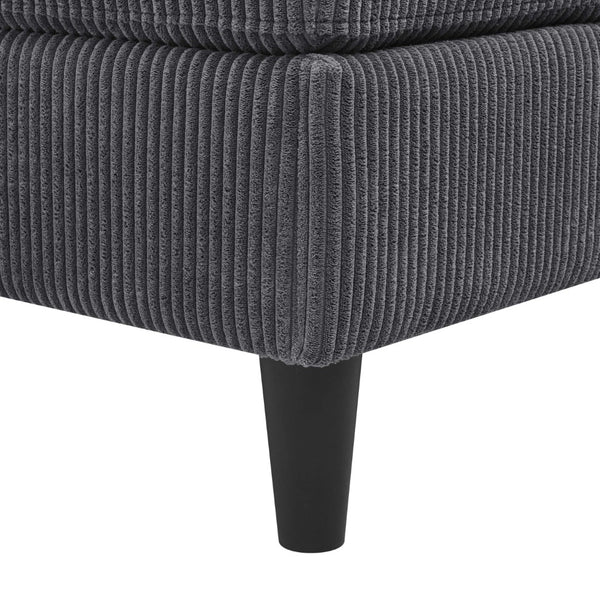 English Elm Cordory Corduroy Modular Sectional with Ottomans Retro Exposed Legs Living Room Dark Gray B2748S00032