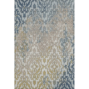 HomeRoots 5' X 8' Sky Blue Gold Ivory Medallion Area Rug – Washable, UV-Protected, Perfect for Busy Homes! 668605