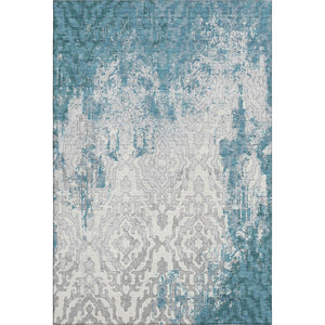 HomeRoots 9' Teal Ivory Gray Medallion Washable Area Rug - Durable, Stain-Resistant, UV Protected Elegance 668614