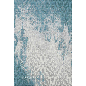 HomeRoots 10' Teal, Ivory & Gray Medallion Area Rug - Washable, UV-Protected, Durable Design for Busy Homes 668615