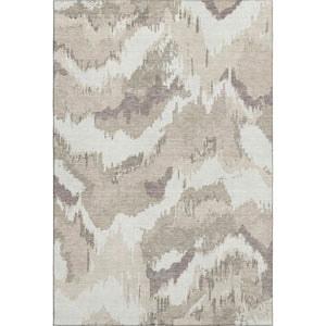 HomeRoots 8' X 10' Beige And Ivory Abstract Washable Area Rug - Durable, Stylish, UV-Protected For Busy Homes 668619
