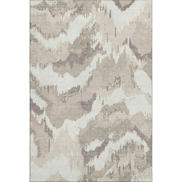 HomeRoots 8' X 10' Beige And Ivory Abstract Washable Area Rug - Durable, Stylish, UV-Protected For Busy Homes 668619