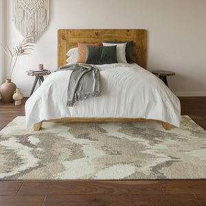 HomeRoots 8' X 10' Beige And Ivory Abstract Washable Area Rug - Durable, Stylish, UV-Protected For Busy Homes 668619