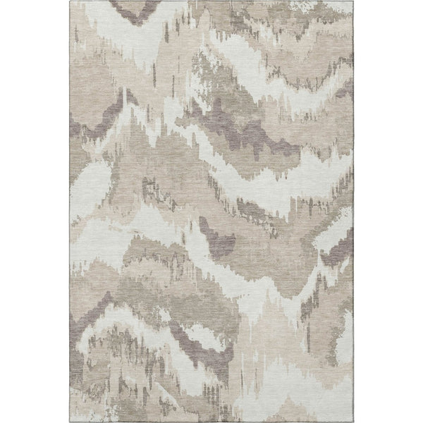 HomeRoots 8' X 10' Beige And Ivory Abstract Washable Area Rug - Durable, Stylish, UV-Protected For Busy Homes 668619