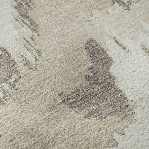 HomeRoots 9' X 12' Modern Abstract Beige and Ivory Washable Area Rug with UV Protection for Active Homes 668620