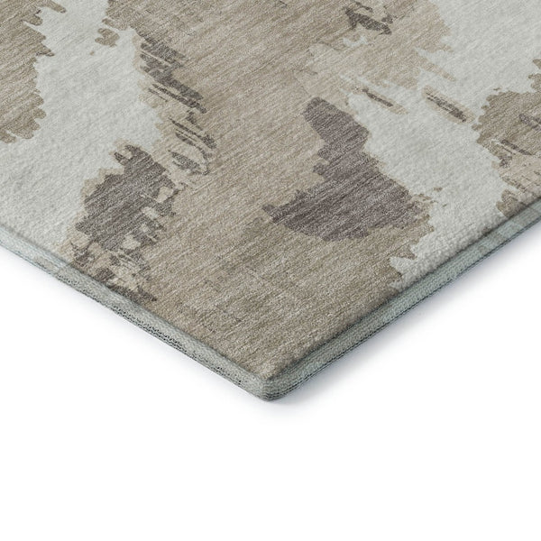 HomeRoots 10' X 14' Beige & Ivory Abstract Washable Area Rug - Stylish, Durable, UV-Protected for Any Space 668621