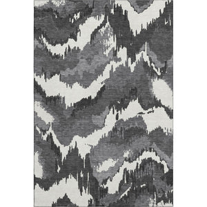 HomeRoots 5' X 8' Black And Ivory Abstract Washable Area Rug with UV Protection - Stylish, Durable, Easy Care! 668623