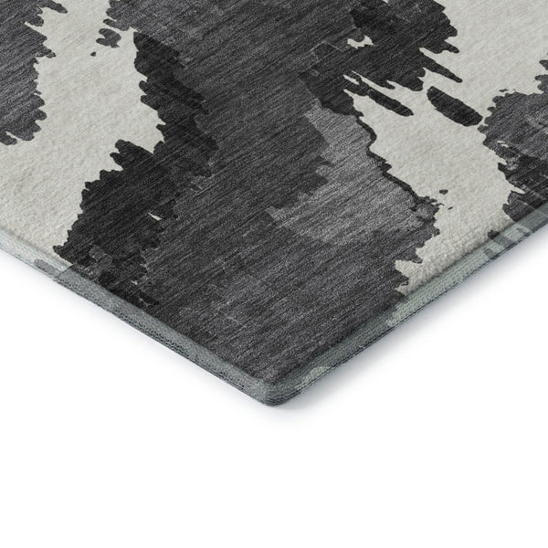 HomeRoots 9' X 12' Black And Ivory Abstract Area Rug - Durable, Washable, UV-Protected for Busy Homes & Pets 668626