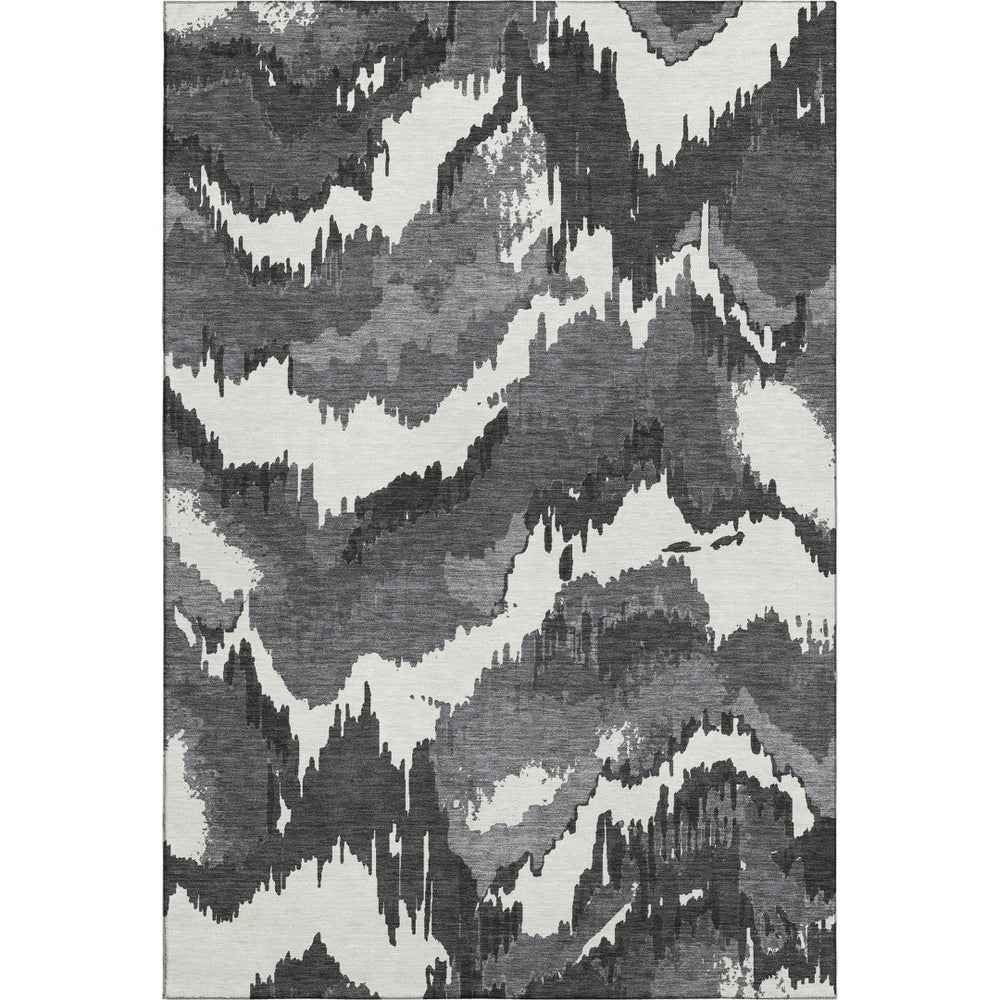 HomeRoots 10' X 14' Black And Ivory Abstract Area Rug - Washable, Durable, UV Protected for Stylish Living Spaces 668627