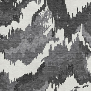 HomeRoots 10' X 14' Black And Ivory Abstract Area Rug - Washable, Durable, UV Protected for Stylish Living Spaces 668627
