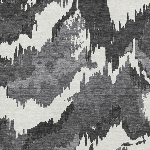 HomeRoots 10' X 14' Black And Ivory Abstract Area Rug - Washable, Durable, UV Protected for Stylish Living Spaces 668627