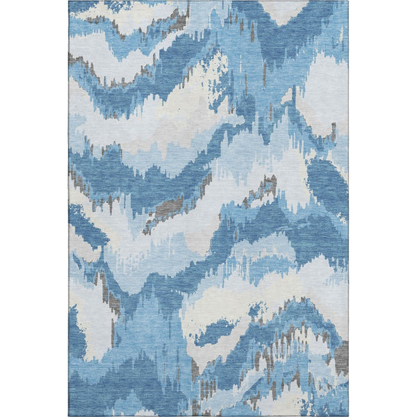 HomeRoots 8' X 10' Blue and Ivory Abstract Area Rug - Washable, UV-Protected, Stain-Resistant for Homes! 668631