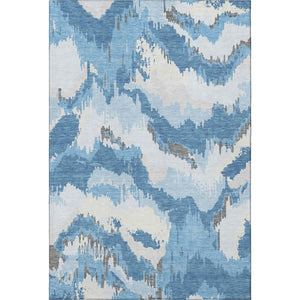 HomeRoots 9' X 12' Blue Ivory Abstract Area Rug - Washable, UV Protected, Durable, Modern Design for Homes 668632