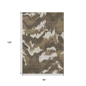HomeRoots 8' X 10' Abstract Washable Area Rug with UV Protection - Stylish, Durable, Stain-Resistant Comfort! 668637