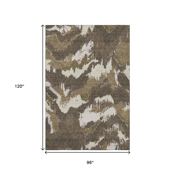 HomeRoots 8' X 10' Abstract Washable Area Rug with UV Protection - Stylish, Durable, Stain-Resistant Comfort! 668637