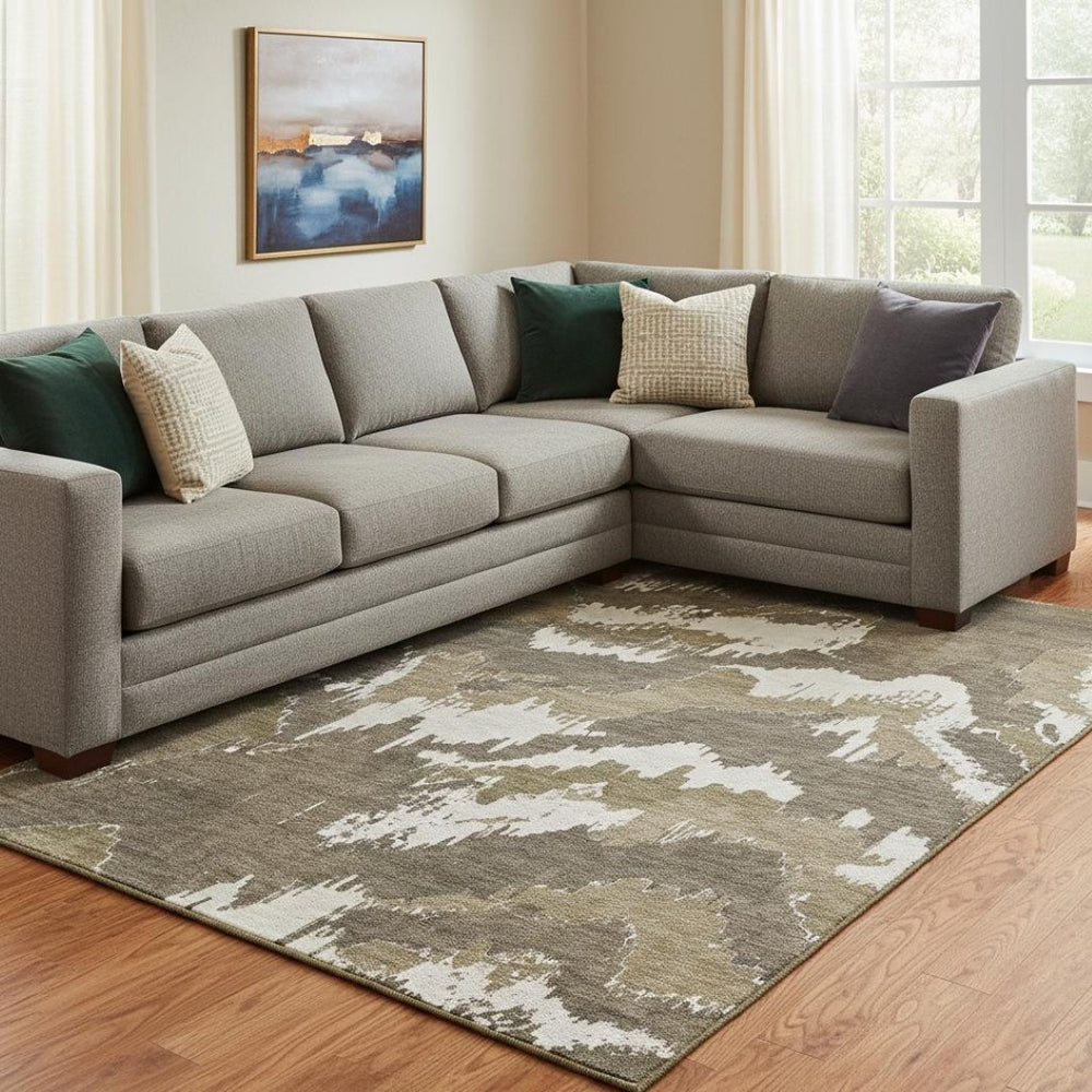 HomeRoots 8' X 10' Abstract Washable Area Rug with UV Protection - Stylish, Durable, Stain-Resistant Comfort! 668637