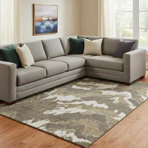 HomeRoots 8' X 10' Abstract Washable Area Rug with UV Protection - Stylish, Durable, Stain-Resistant Comfort! 668637