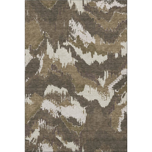 HomeRoots 9' X 12' Abstract Washable Area Rug in Brown & Beige - Durable, UV-Protected, Modern Décor Essential 668638
