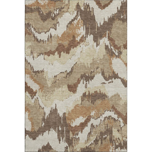 HomeRoots 5' X 8' Abstract Chocolate Ivory Beige Area Rug - Washable, UV Protected, Perfect for Busy Homes! 668641