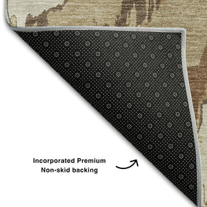 HomeRoots 5' X 8' Abstract Chocolate Ivory Beige Area Rug - Washable, UV Protected, Perfect for Busy Homes! 668641