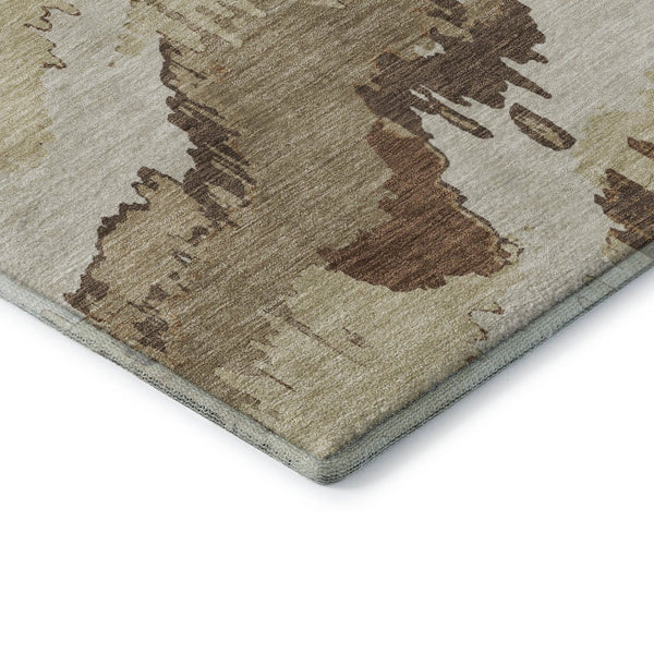 HomeRoots 5' X 8' Abstract Chocolate Ivory Beige Area Rug - Washable, UV Protected, Perfect for Busy Homes! 668641