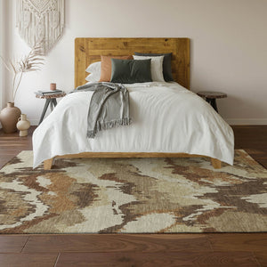 HomeRoots 5' X 8' Abstract Chocolate Ivory Beige Area Rug - Washable, UV Protected, Perfect for Busy Homes! 668641