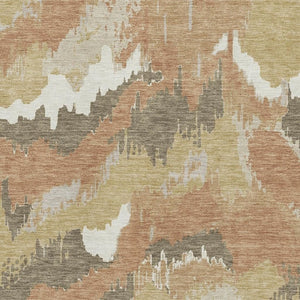 HomeRoots 5' X 8' Abstract Copper Gold Ivory Area Rug - Washable, UV Protected, Durable & Easy Care Design! 668647