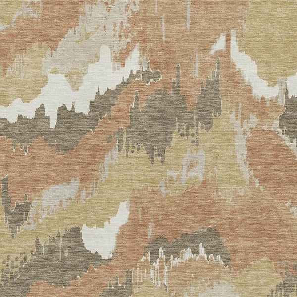HomeRoots 5' X 8' Abstract Copper Gold Ivory Area Rug - Washable, UV Protected, Durable & Easy Care Design! 668647