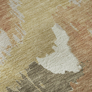 HomeRoots 5' X 8' Abstract Copper Gold Ivory Area Rug - Washable, UV Protected, Durable & Easy Care Design! 668647