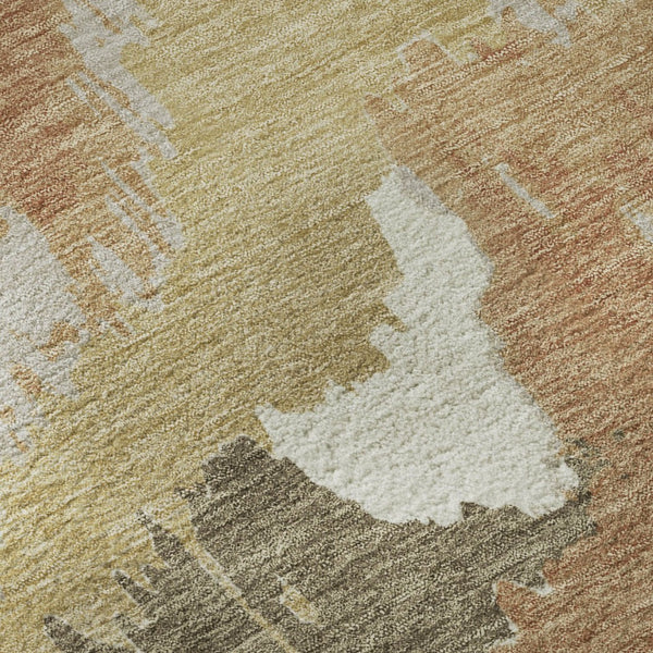 HomeRoots 5' X 8' Abstract Copper Gold Ivory Area Rug - Washable, UV Protected, Durable & Easy Care Design! 668647