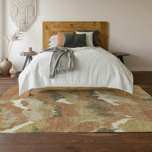 HomeRoots 5' X 8' Abstract Copper Gold Ivory Area Rug - Washable, UV Protected, Durable & Easy Care Design! 668647